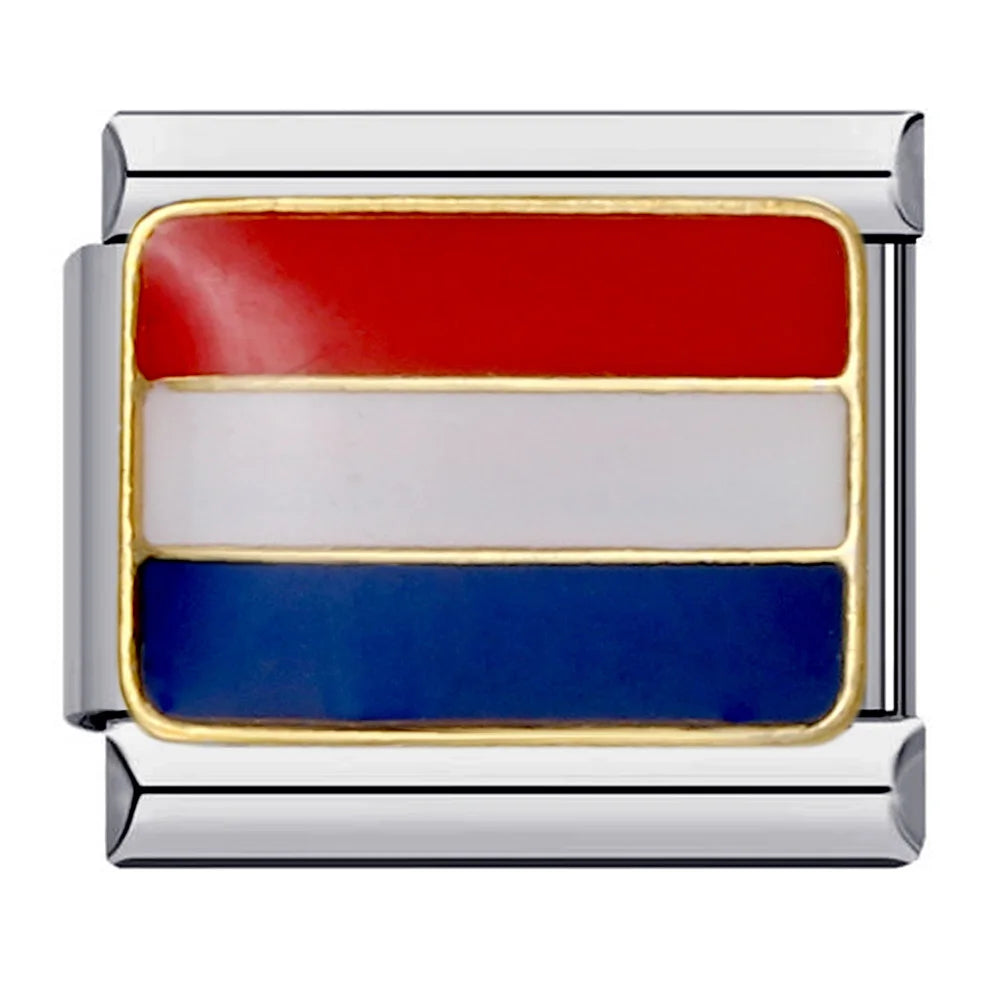 2025 New World National Flag Enamel Italian Charm Bead Fit 9mm Stianless Steel Italian Bracelet Link Hand Chain DIY Jewelry Gift