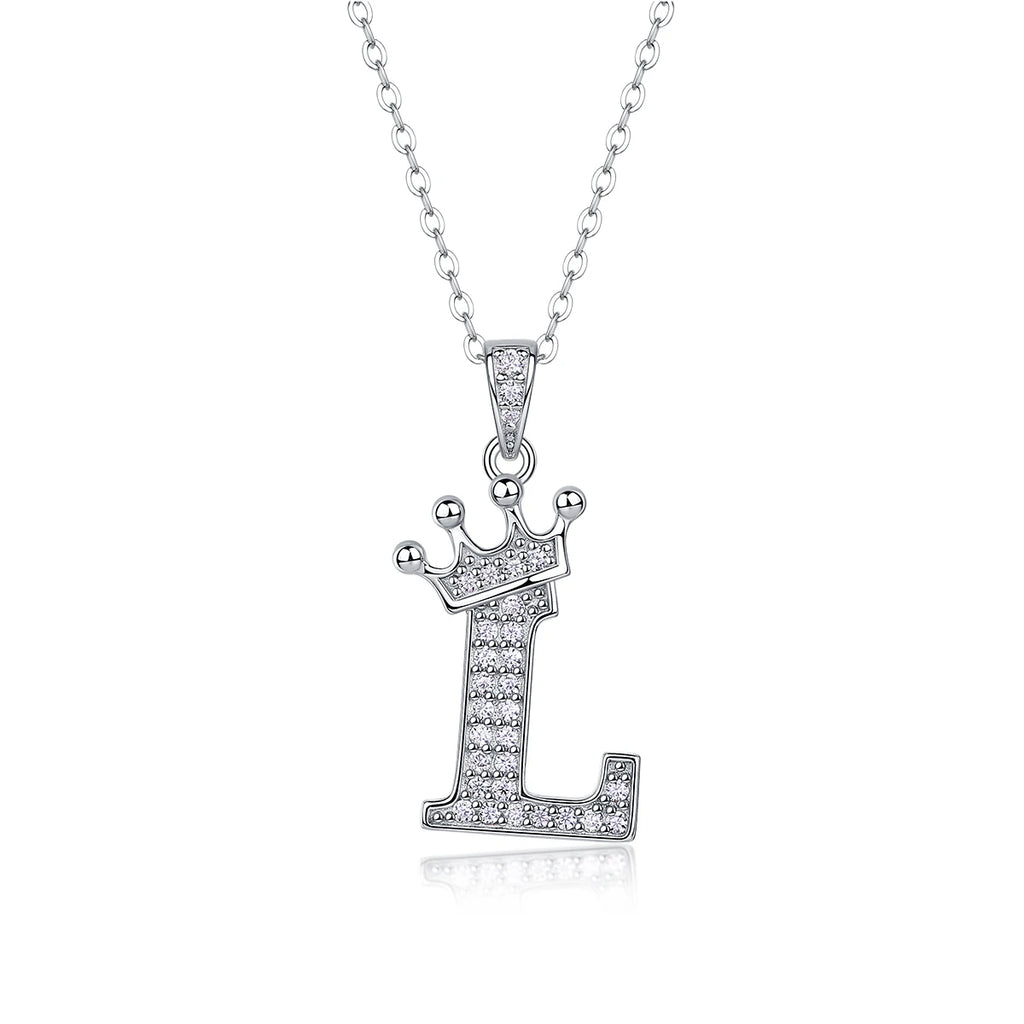 925 Silver Initial Necklace Sparkling Full Moissanite Diamond Pendant Charm Necklaces for Women Letter Name Choker Jewelry Gift