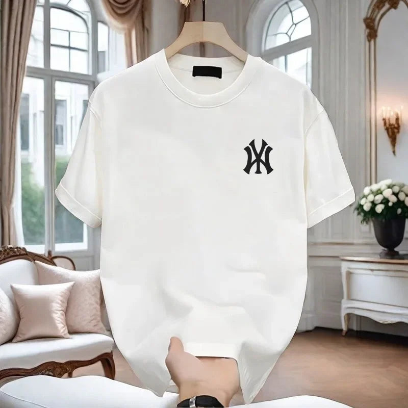 New 2026 Men's Pure Cotton Short Sleeve T-Shirt Fashionable Summer Thin Breathable Comfortable Casual Top for Men And Women