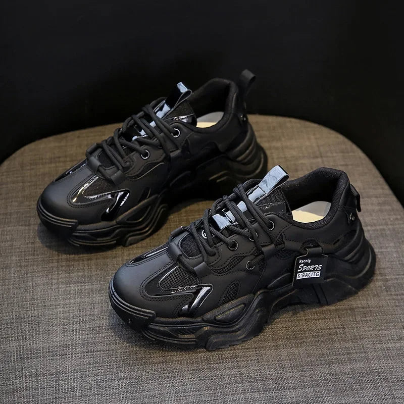 Fashion Platform Shoes for Women's Outdoor Lace-up Casual Shoes Breathable Chunky Sneakers Women Non Slip Zapatillas Mujer