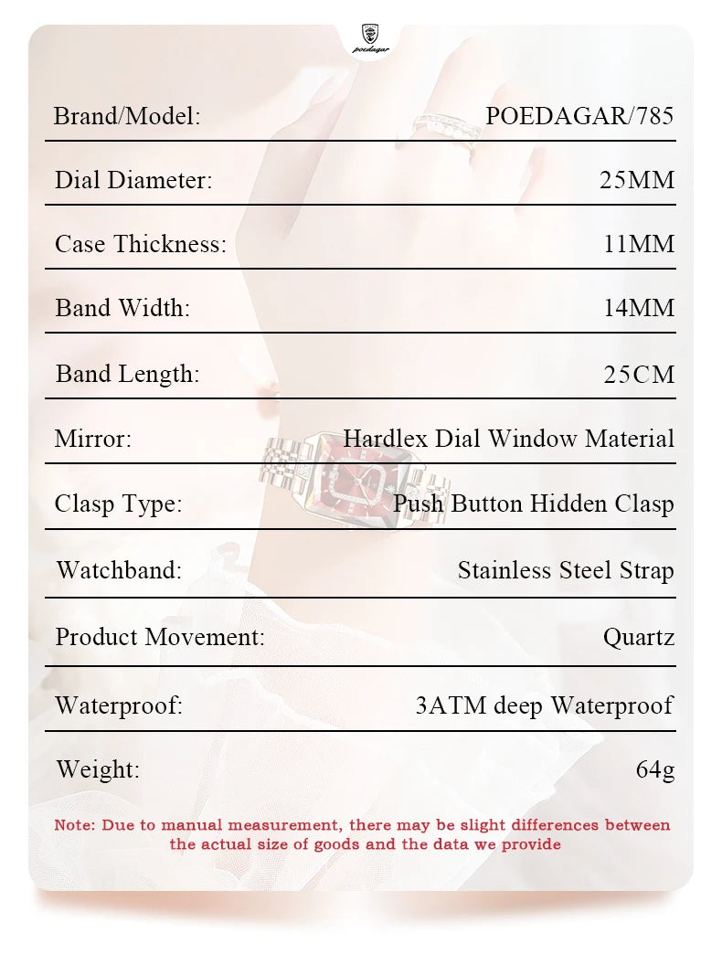 POEDAGAR High Quality Women Watch Waterproof Date Fashion Women's Watches Luxury Stainless Steel Quartz Ladies Wristwatch Reloj