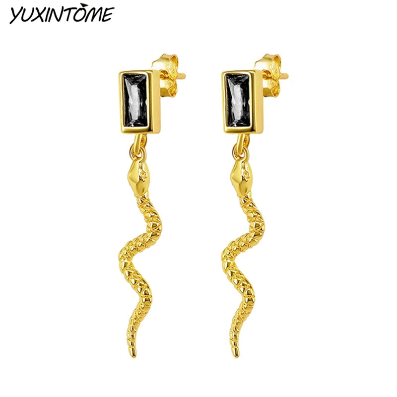 925 Sterling Silver Needle Premium Snake 18K Gold Earrings Vintage Hoop Earrings for Women Fashion Accessories Luxury Jewelry