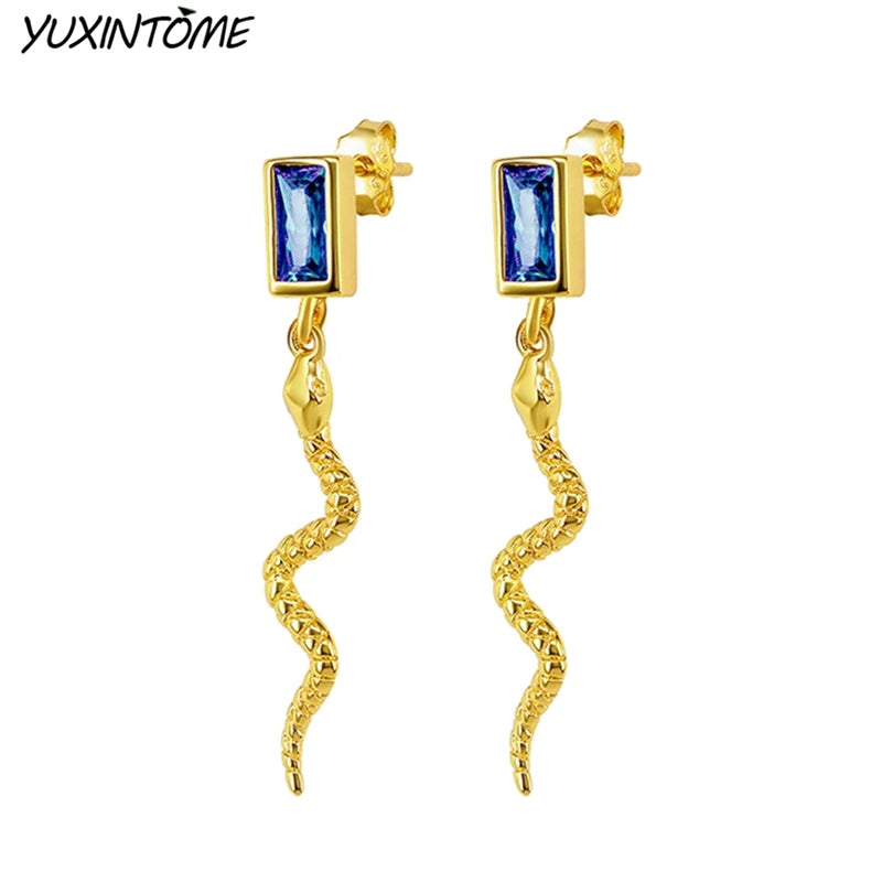 925 Sterling Silver Needle Premium Snake 18K Gold Earrings Vintage Hoop Earrings for Women Fashion Accessories Luxury Jewelry