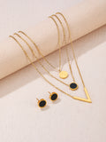 3 piece set for women 18K gold-plated stainless steel V-shaped shell drop oil stack wear necklace earrings Mother's Day gift
