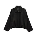 KONDALA Casual Soft Martini Green Bomber Jackets Women Long Lantern Sleeve Oversized Autumn Winter Coats Fashion 2025 Outwears