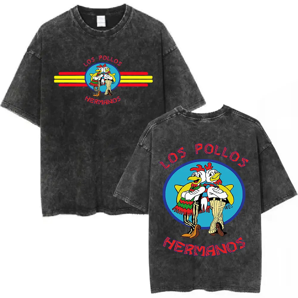 Heisenberg Breaking Bad Vintage Washed T Shirt Better Call Saul Graphic Print T-shirts Men's Pure Cotton Short Sleeves Tee Shirt