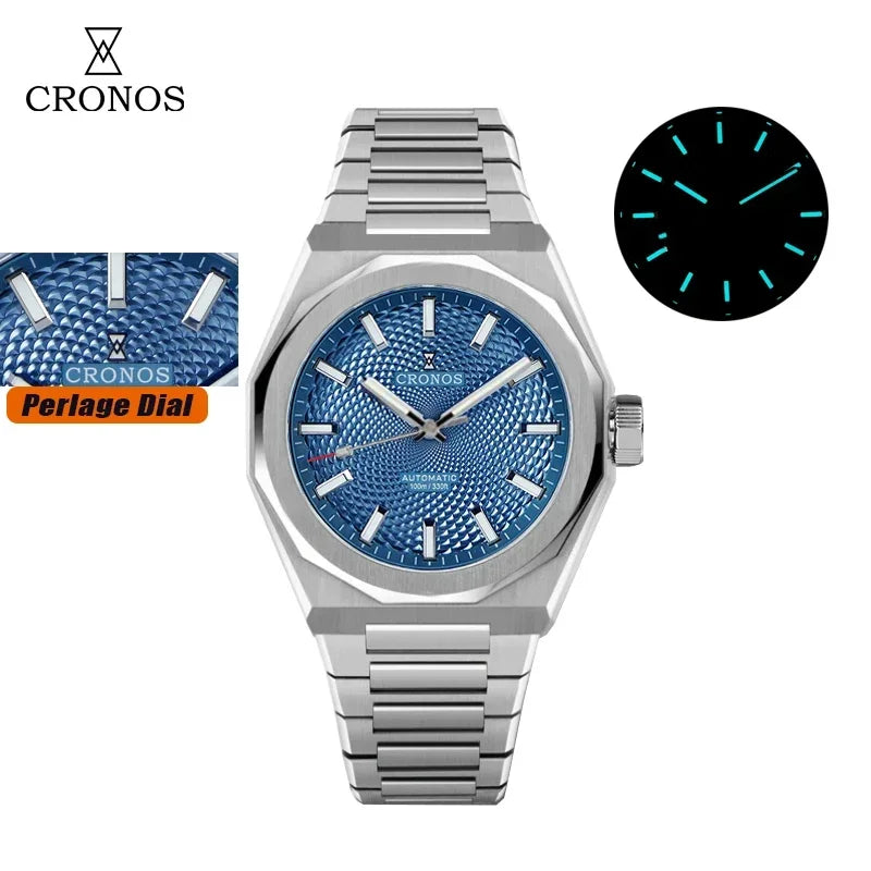 Cronos L6028 V3 39mm Diver Watch Rhombus Perlage Dial Miyota 90S5 See-through Caseback Automatic Movement Mechanical Men Watches