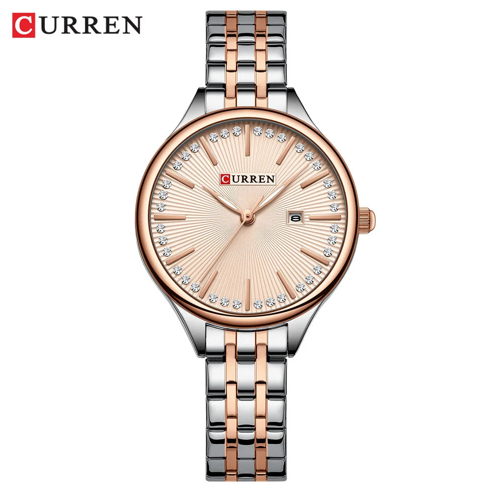 CURREN New Women's Wrist Watches Luxury Brand Women Quartz WatchesStainless Steel Casual Fashion Wristwatch Relogio Feminino