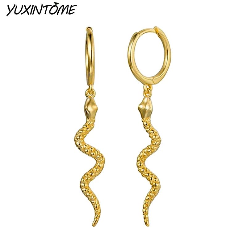 925 Sterling Silver Needle Premium Snake 18K Gold Earrings Vintage Hoop Earrings for Women Fashion Accessories Luxury Jewelry