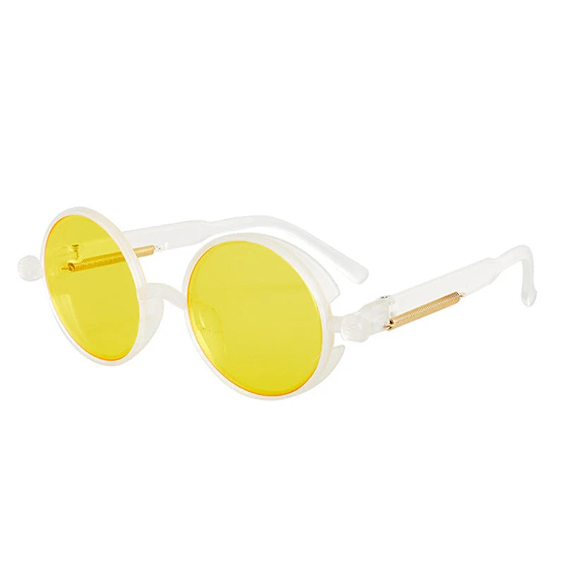 New Steampunk Sunglasses for Men Women Vintage Trendy Round Metal Frame Polarized Sun Glasses Outdoor Driving Riding Accessories