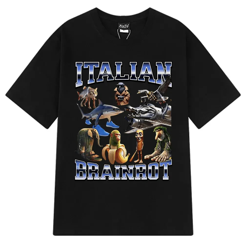 Brr Brr Patapim T Shirt Funny Italian Brainrot Meme Graphic T-shirt Women Summer Cozy Soft O-Neck T-shirts Tops