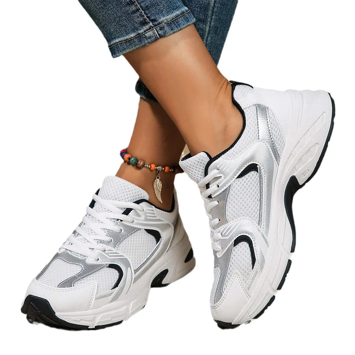 Lightweight Sports Running Shoes for Women 2026 Spring New Mesh Campus Style Forrest Gump Daddy All-match Casual Trendy Shoes