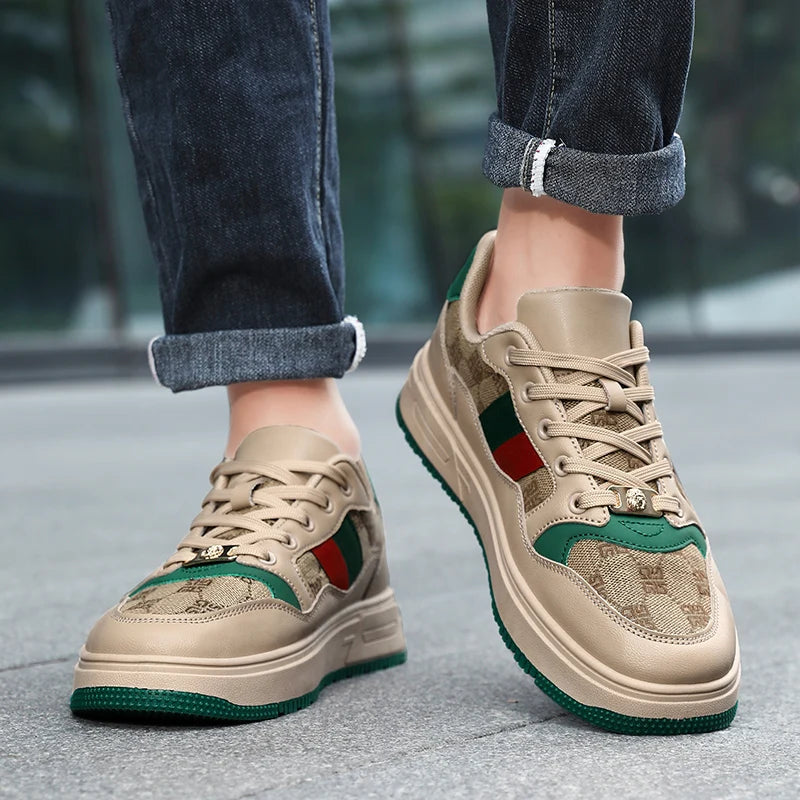 Couple Shoes Spring and Summer 2024 Luxury Appearance Design Men's Tide Shoes Leather Sports Casual Breathable Board Shoes
