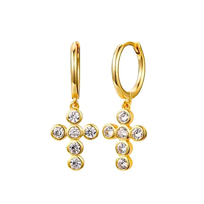 925 Sterling Silver Needle Shiny Round Zircon Pendant Hoop Earrings Exquisite Long Chain Stud Earrings Women's Fashion Jewelry