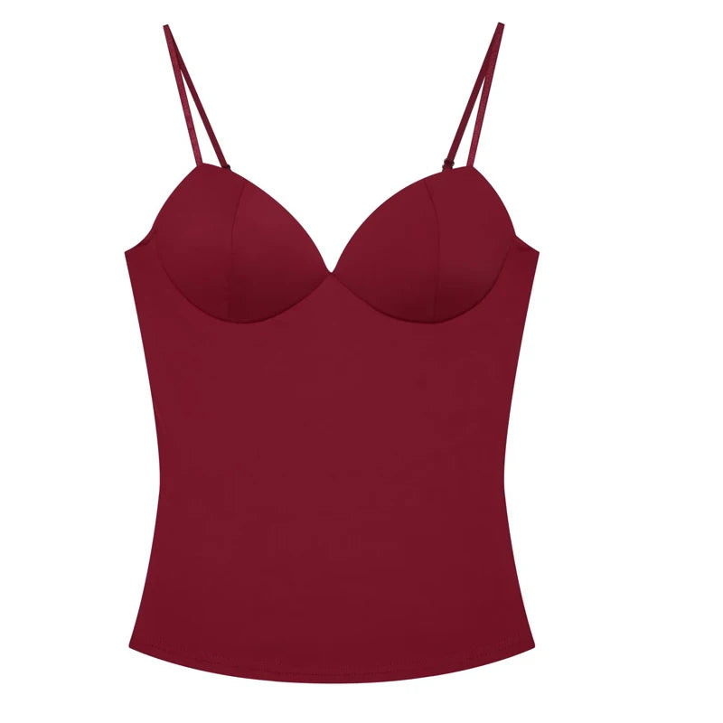 HXAO Sleeveless Slip Top Women Corset Crop Tops Woman Party Bustier Gray Brown Black Top Female Backless Sexy Camisole Bra Top