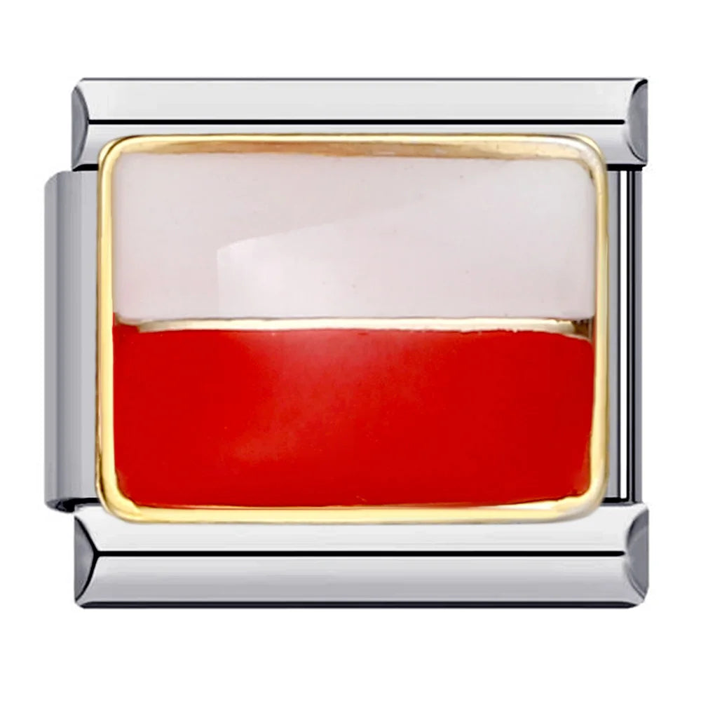 2025 New World National Flag Enamel Italian Charm Bead Fit 9mm Stianless Steel Italian Bracelet Link Hand Chain DIY Jewelry Gift