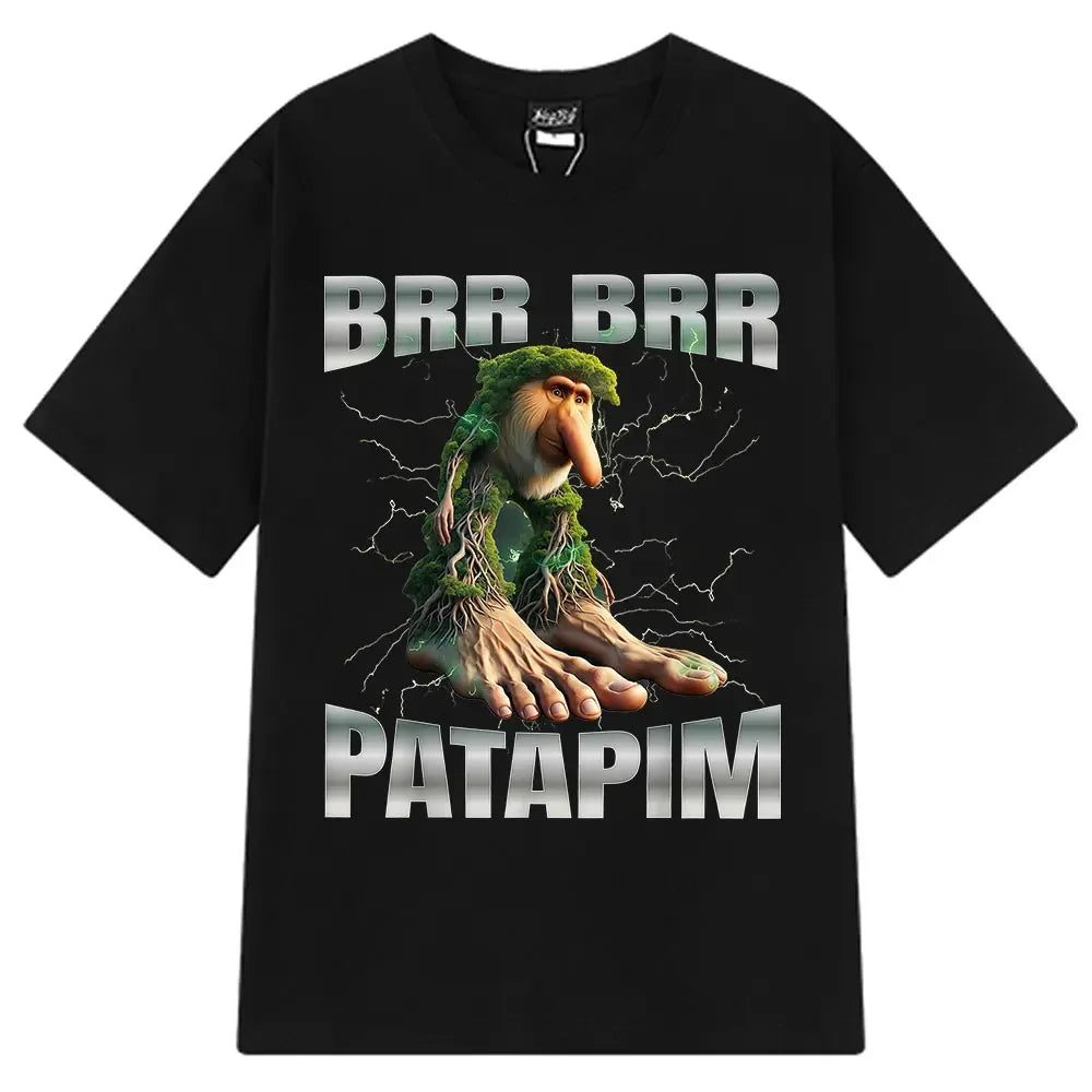 Brr Brr Patapim T Shirt Funny Italian Brainrot Meme Graphic T-shirt Women Summer Cozy Soft O-Neck T-shirts Tops