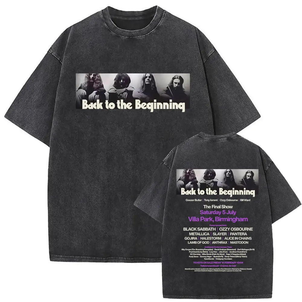 Short Sleeved Round Neck Y2k Tshirt Men Clothing New in Top & Tees Mens T-Shirt Heavy Metal Rock Band Black Sabbath Tour Washed