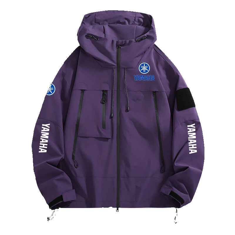 2026 yamaha logo  Autumn New Unisex Soft Shell Windbreaker Coat Outdoor Hooded Jackets Men Water Repellent Rain Coats for Hiking