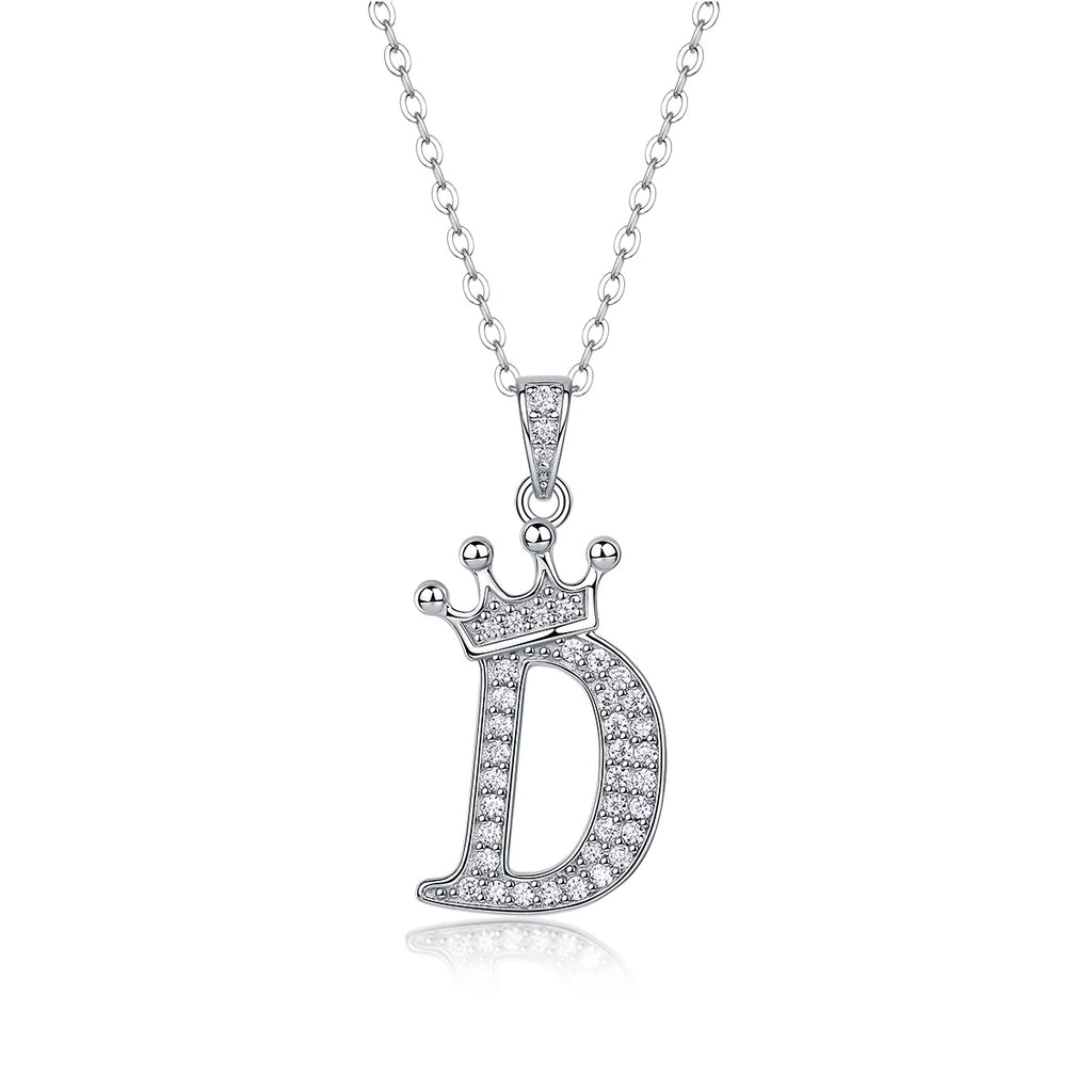 925 Silver Initial Necklace Sparkling Full Moissanite Diamond Pendant Charm Necklaces for Women Letter Name Choker Jewelry Gift