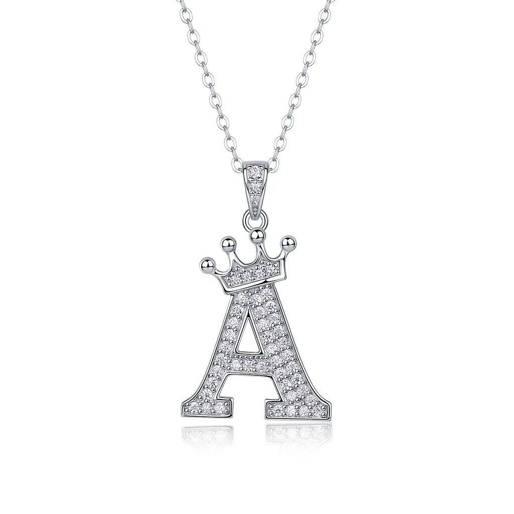 925 Silver Initial Necklace Sparkling Full Moissanite Diamond Pendant Charm Necklaces for Women Letter Name Choker Jewelry Gift