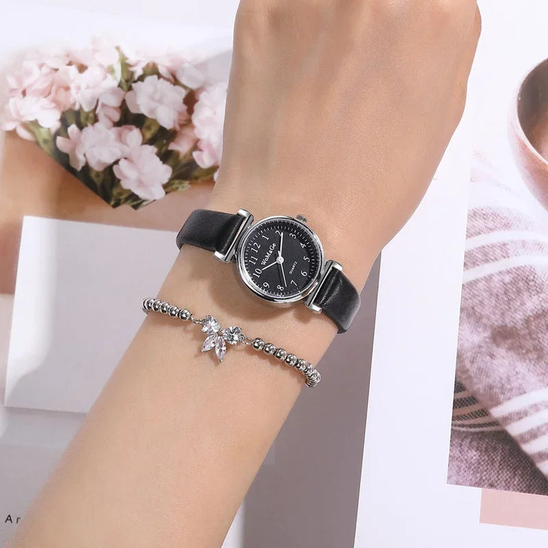 Women Watches Vintage Small Dial Watch Sweet Leather Strap Casual Ladies Quartz Clock Wrist Watches