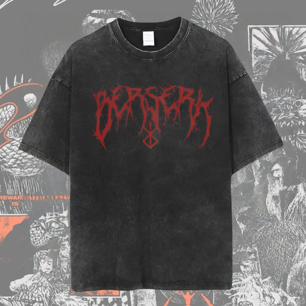 New Arrival Mens Clothes Tee Shirt Homme Graphic T-Shirts Men Tshirt for Men Ropa Hombre Washed Anime Berserk Baggy Camisetas