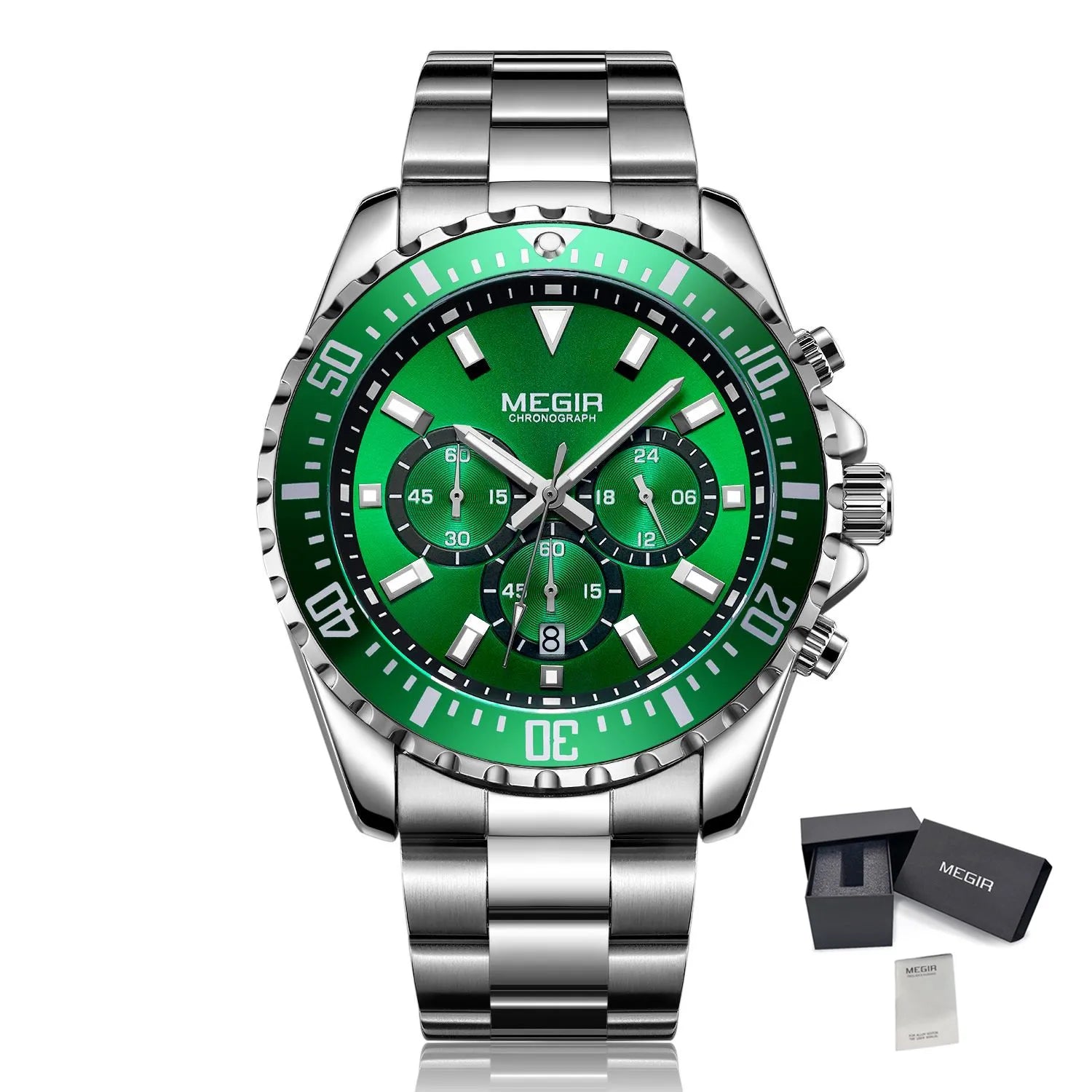 MEGIR Original Luxury Men Business Quartz Watches Stainless Steel Chronograph Military Wristwatch Clock Relogio Masculino 2064