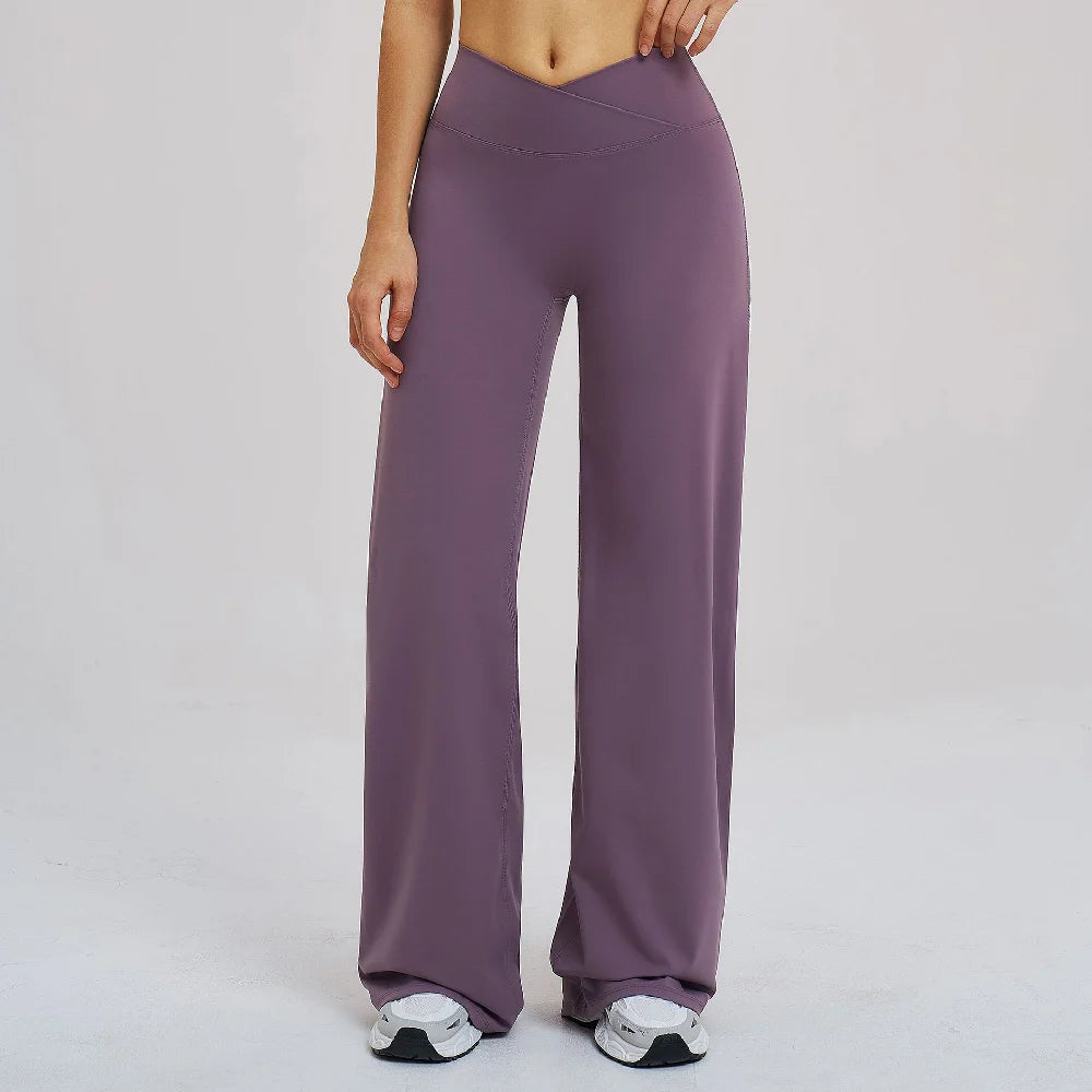 Yoga Flared Pants Women Sexy High Waist Wide Leg Pants Gym Fitness Bell Bottom Trousers Sports Flared Pants Latin Dance Trousers