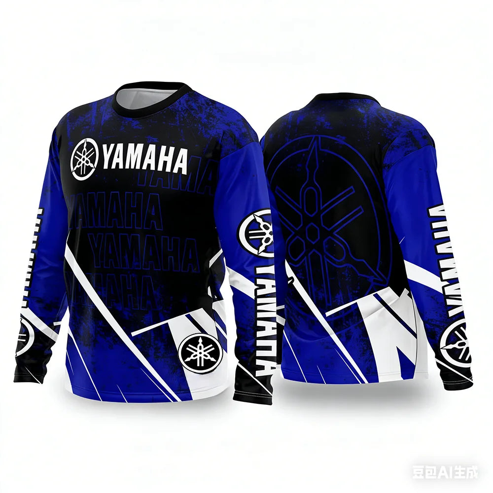 Summer YAMAHA Men Women Motorcycle Riding Suit Loose Breathable Quick Drying Off-Road Racing Suit Long Sleeved Sports T-Shirt