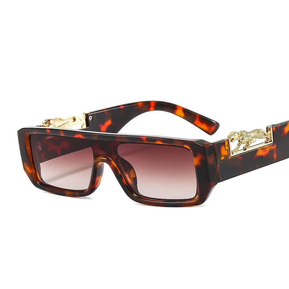 Luxury Leopard Sunglasses for Men and Women Square Fashion Leo Designer Unisex Shades