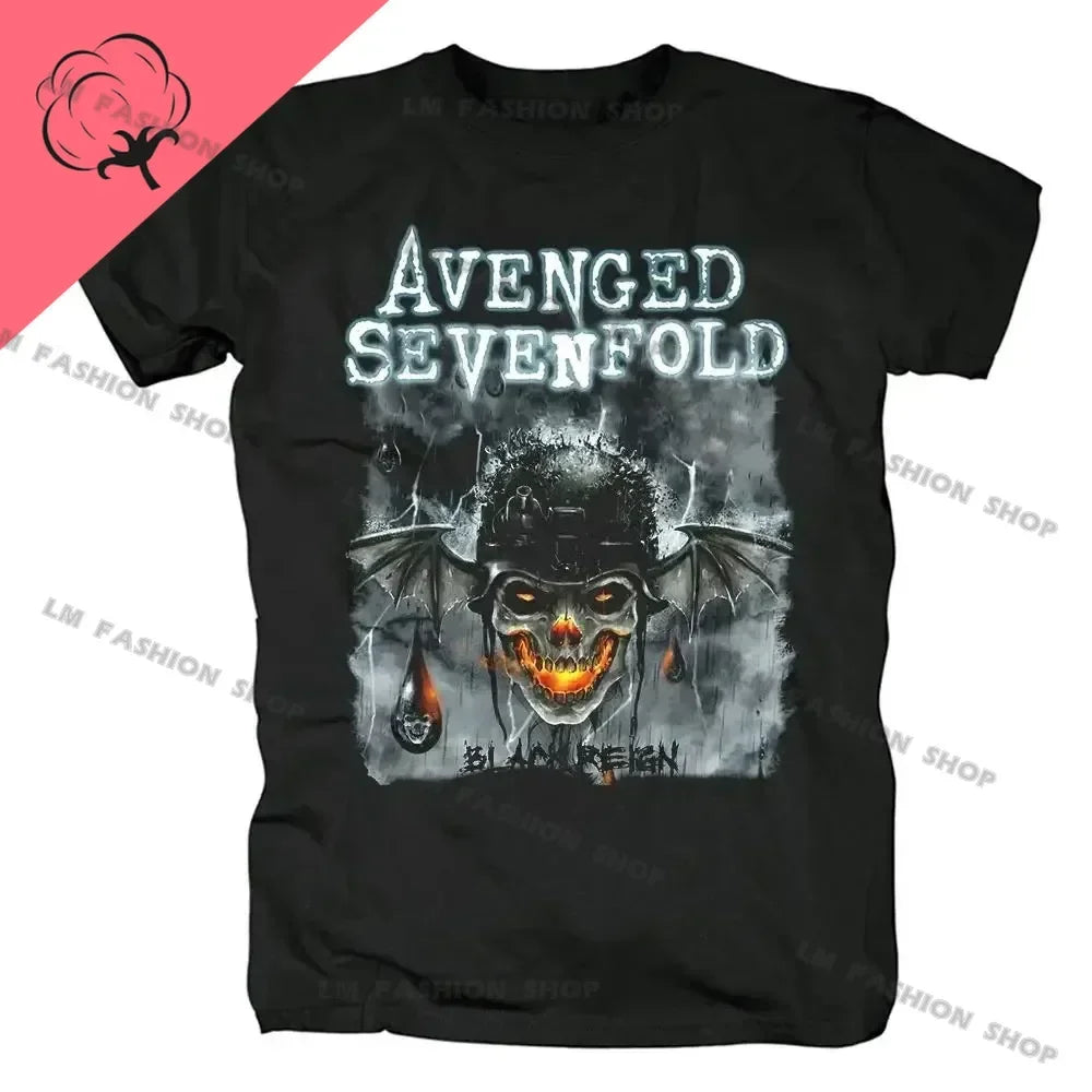 Avenged Sevenfold Metal Rock Graphic Print Short Sleeve 100%Cotton Tees Hip Hop Fashion Shirts Plus Size T Shirt for Men Tops