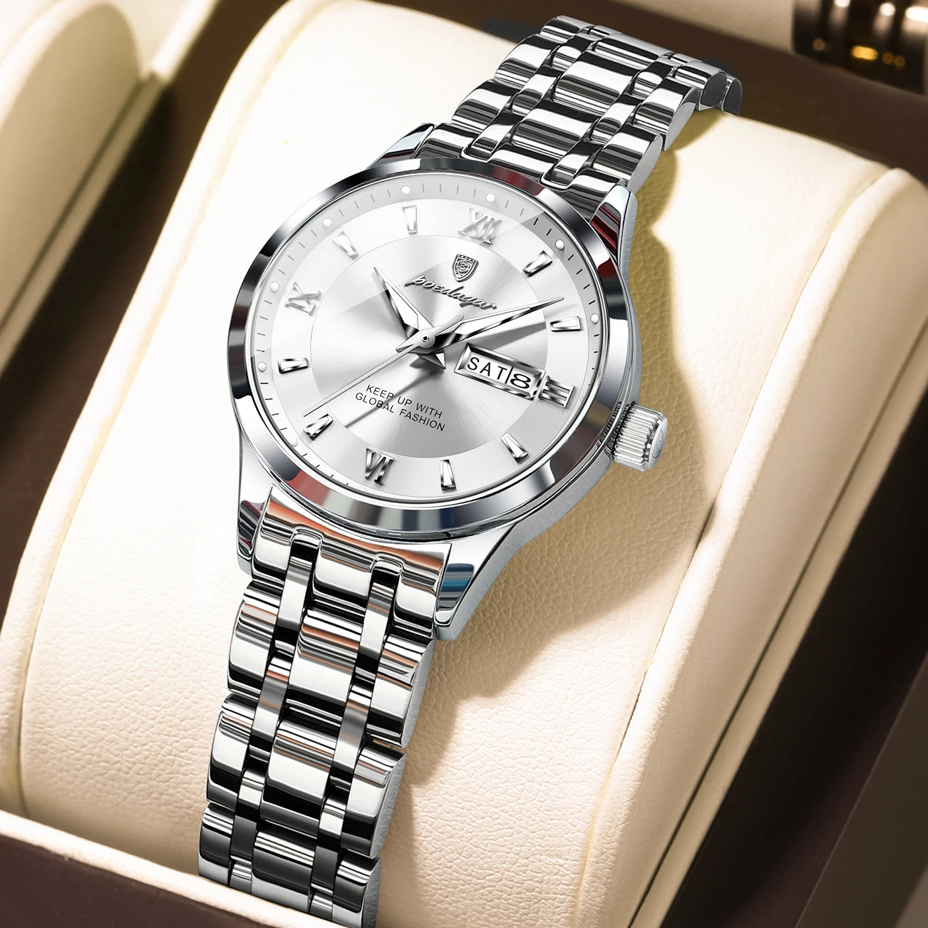 POEDAGAR Luxury Quartz Women Watch Luminous Stainless Steel Waterproof Ladies Wristwatch Week Date Fashion Woman's Watches Reloj