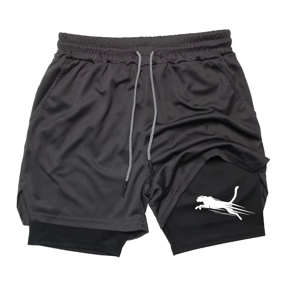 Summer Men's Gym Fitness Workout Shorts Quick-drying Two-in-one Sports Compression Double-layer Shorts Casual Daily M-3XL