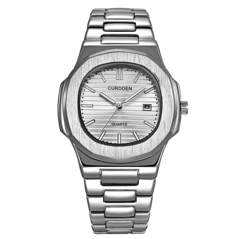 Original CURDDEN Famous Brand Men Watches Silver Fashion Alloy Band Gifts Date Quartz Watch Relogio Masculino Reloj Hombre 2026