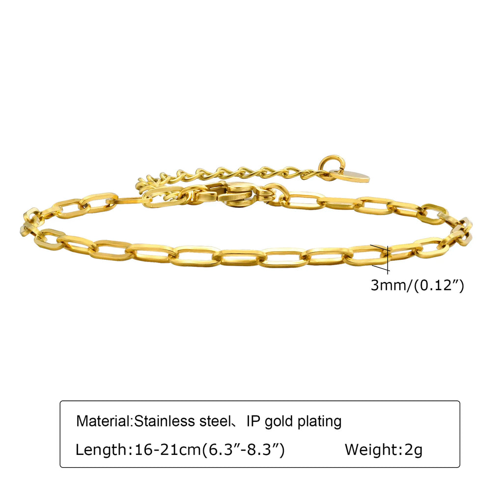 Waterproof Stainless Steel Chain Bracelets For Women , Gold Plated Fashion Stackable Link Bracelet Gifts