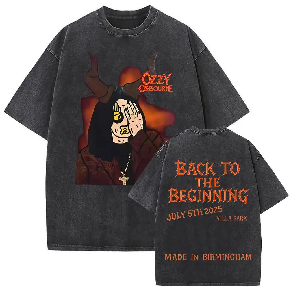Short Sleeved Round Neck Y2k Tshirt Men Clothing New in Top & Tees Mens T-Shirt Heavy Metal Rock Band Black Sabbath Tour Washed