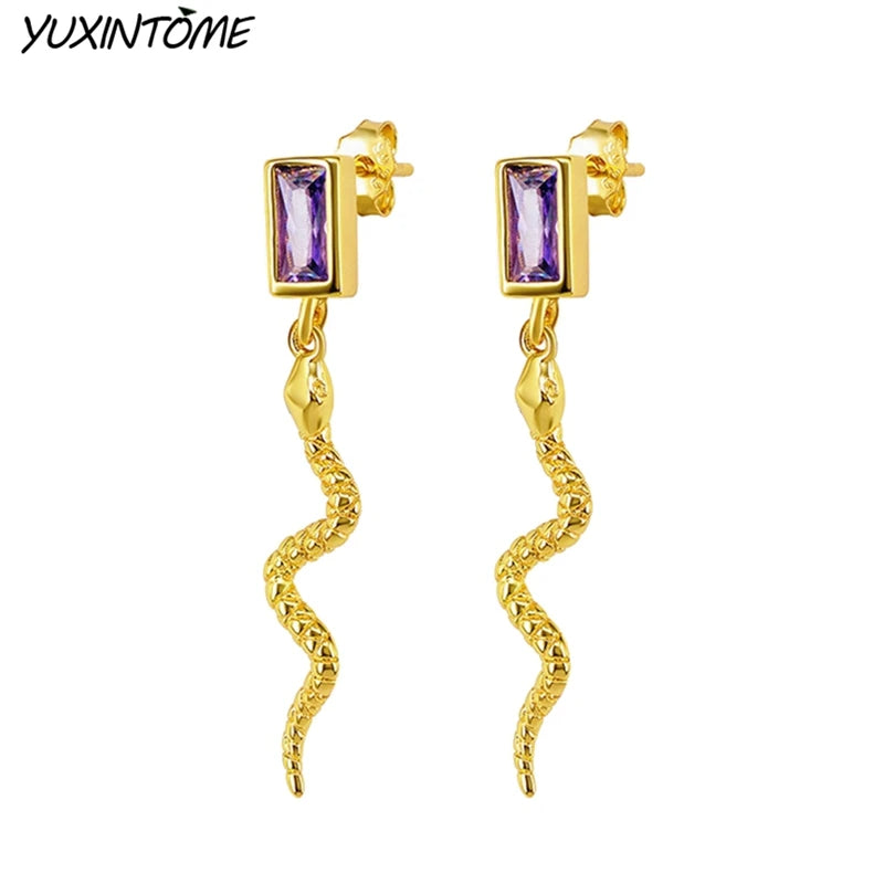 925 Sterling Silver Needle Premium Snake 18K Gold Earrings Vintage Hoop Earrings for Women Fashion Accessories Luxury Jewelry