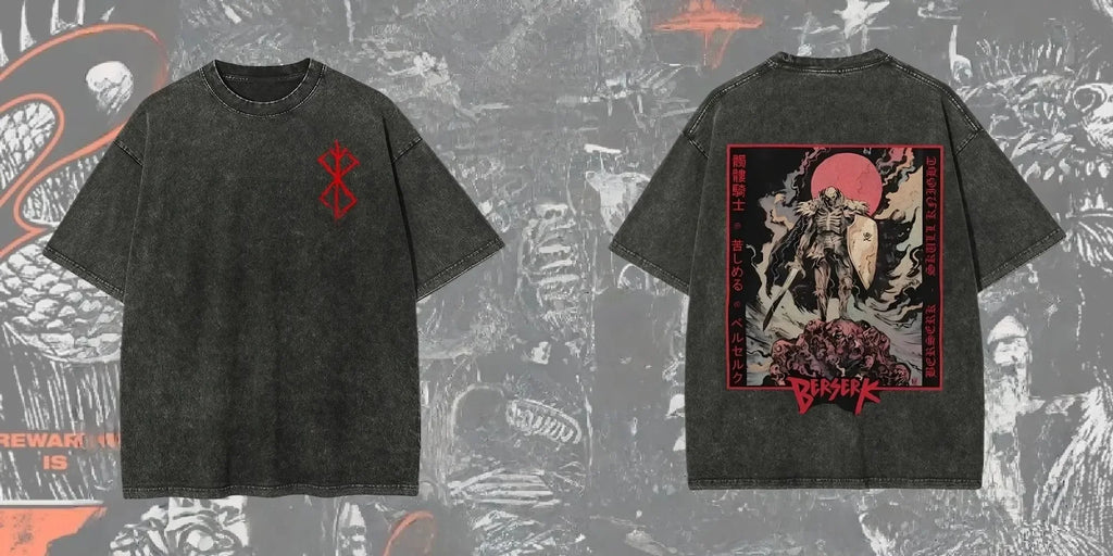 New Arrival Mens Clothes Tee Shirt Homme Graphic T-Shirts Men Tshirt for Men Ropa Hombre Washed Anime Berserk Baggy Camisetas