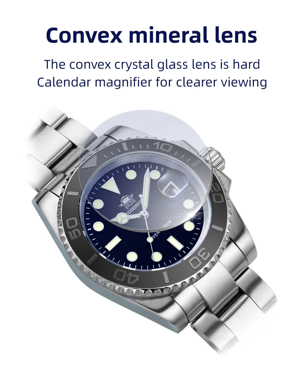 ADDIESDIVE New Luxury Men's Watch Stainless Steel BGW9 Super Luminous Quartz Men's Watch Diver 200m Men Analog Watches MY-H3C