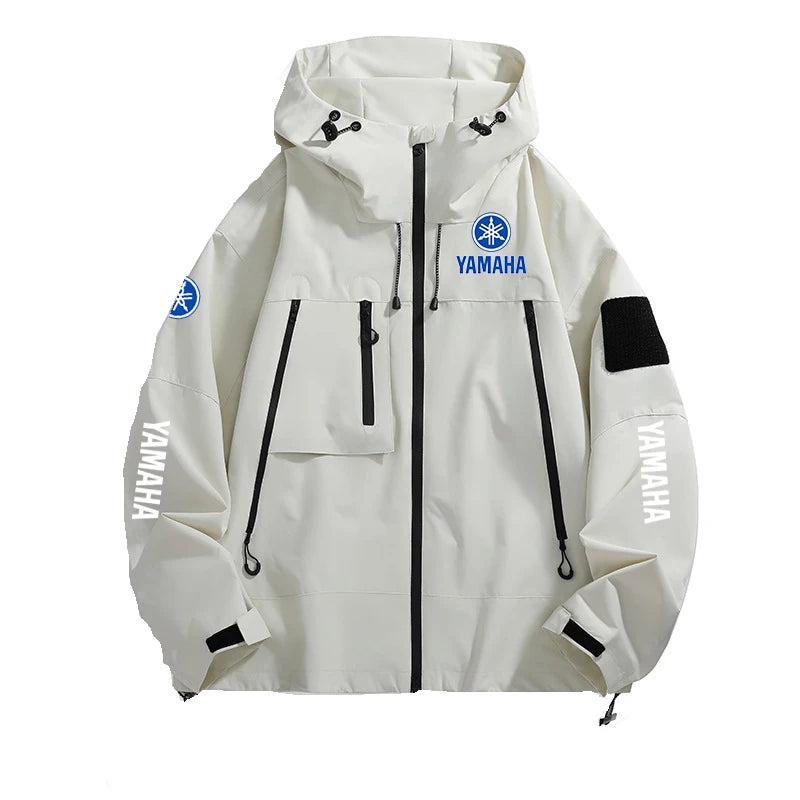 2026 yamaha logo  Autumn New Unisex Soft Shell Windbreaker Coat Outdoor Hooded Jackets Men Water Repellent Rain Coats for Hiking