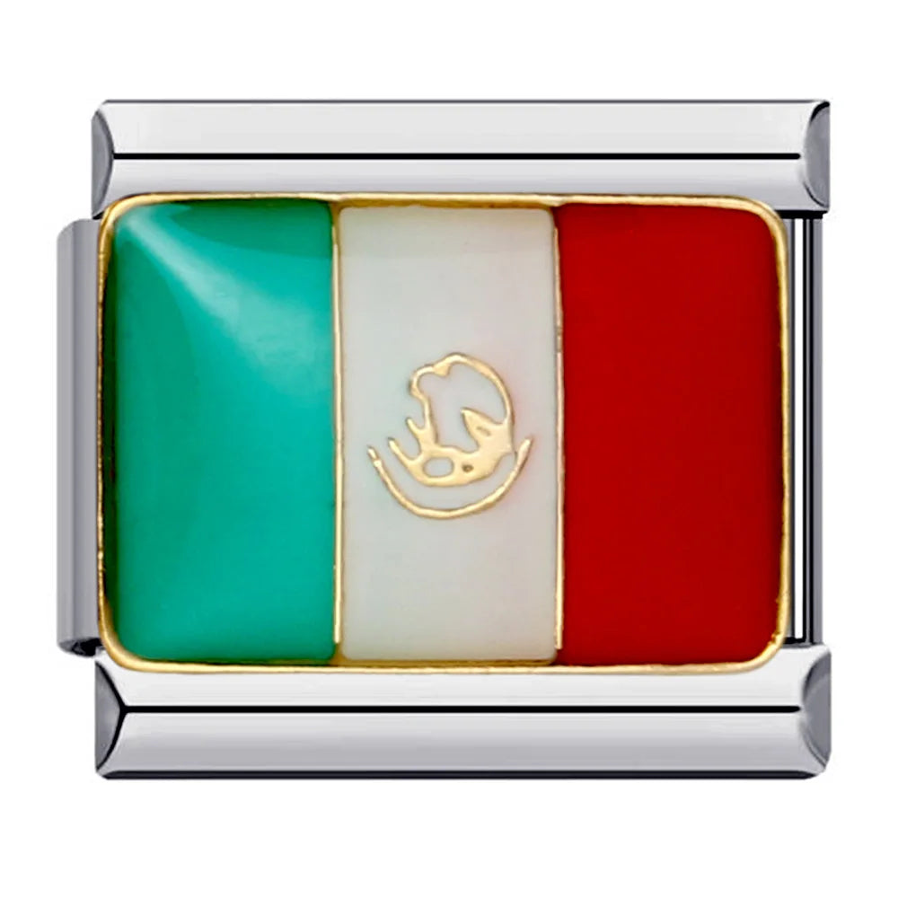 2025 New World National Flag Enamel Italian Charm Bead Fit 9mm Stianless Steel Italian Bracelet Link Hand Chain DIY Jewelry Gift