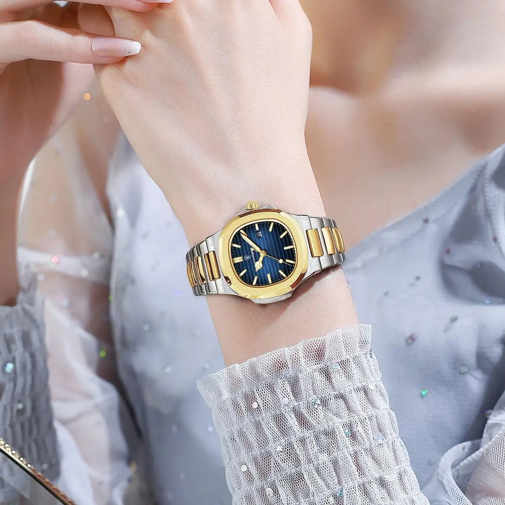 POEDAGAR Square Luxury Watch For Woman Waterproof Luminous Date Ladies Wristwatch Stainless Steel Fashion Quartz Women's Watches