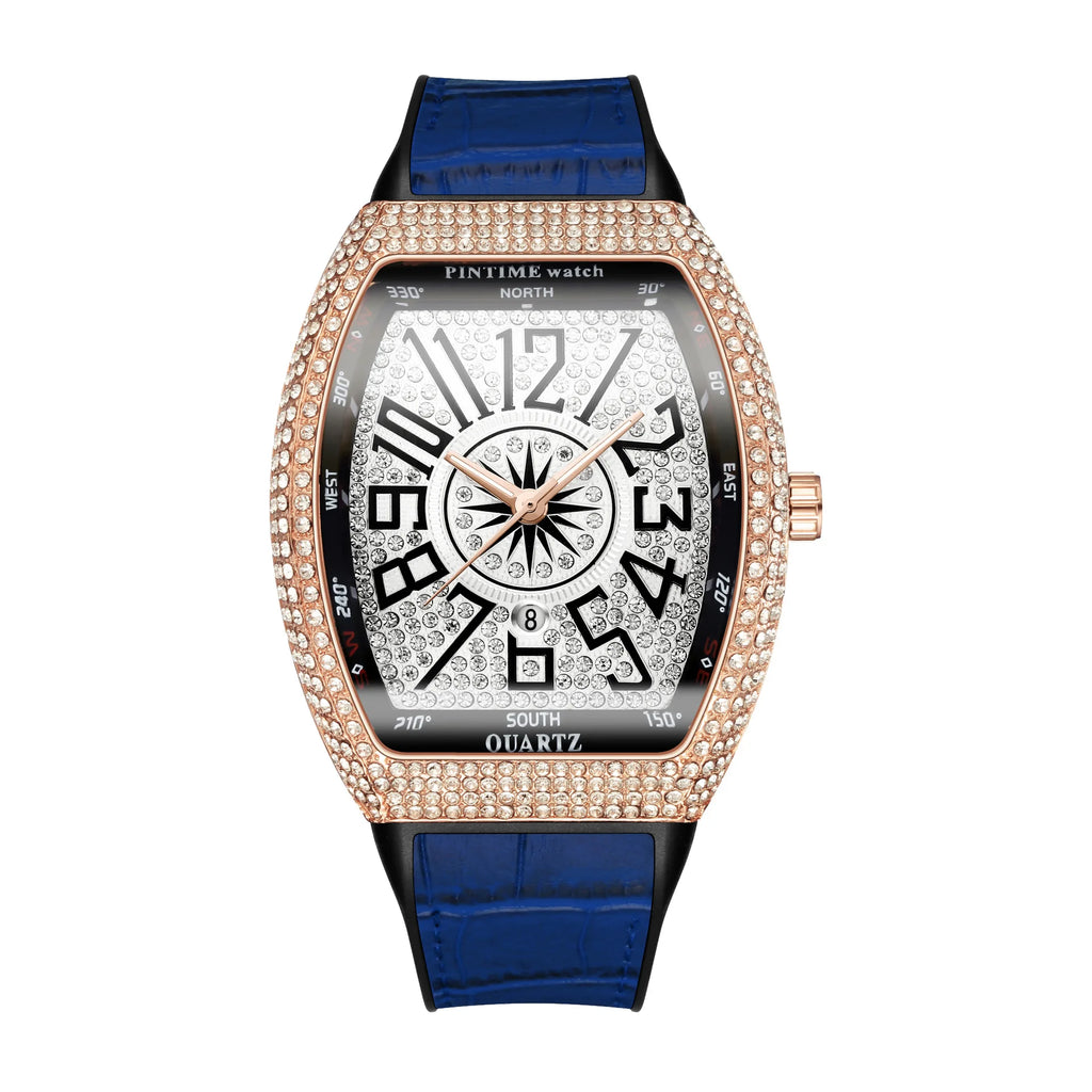Fashion Mens Watches Men Wristwatches Automatic Quartz Man Clock Male Luxury Reloj Diamond Big Large Arabic Numeral Dial Watch