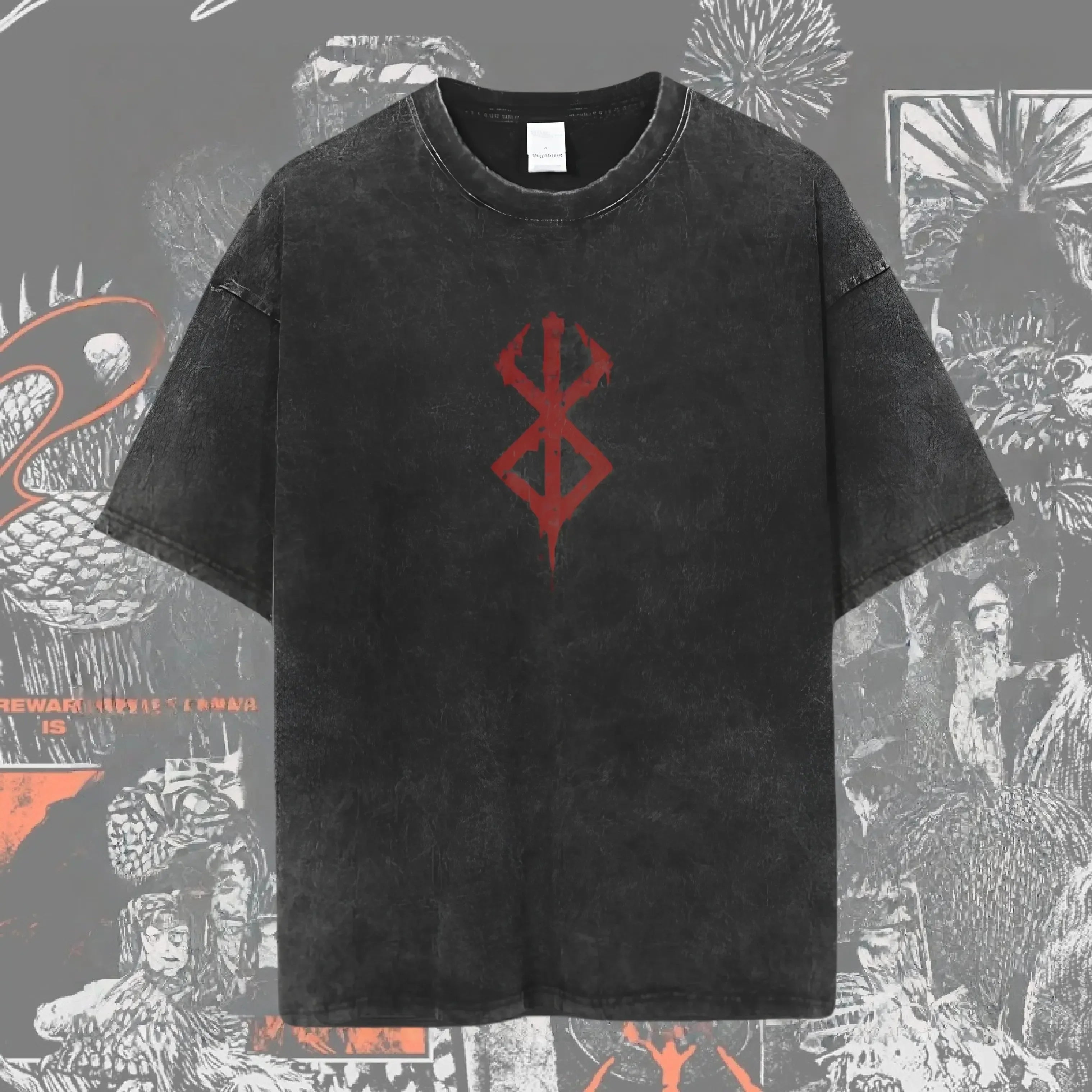 New Arrival Mens Clothes Tee Shirt Homme Graphic T-Shirts Men Tshirt for Men Ropa Hombre Washed Anime Berserk Baggy Camisetas