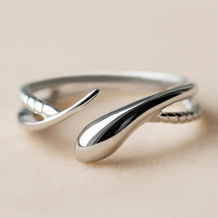 Stereoscopic New Retro Punk Exaggerate Snake Ring 925 sterling silver Opening Rings Adjustable Jewelry