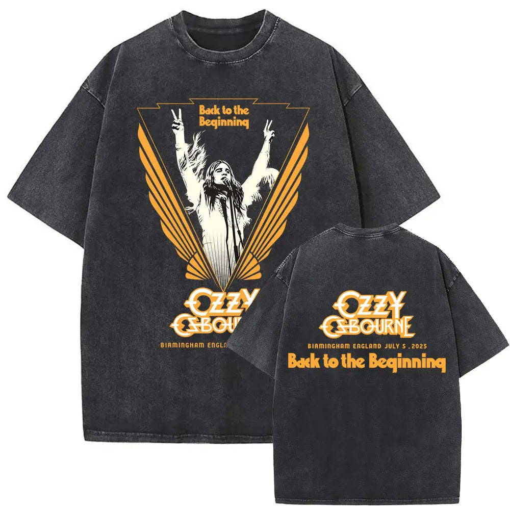 Short Sleeved Round Neck Y2k Tshirt Men Clothing New in Top & Tees Mens T-Shirt Heavy Metal Rock Band Black Sabbath Tour Washed