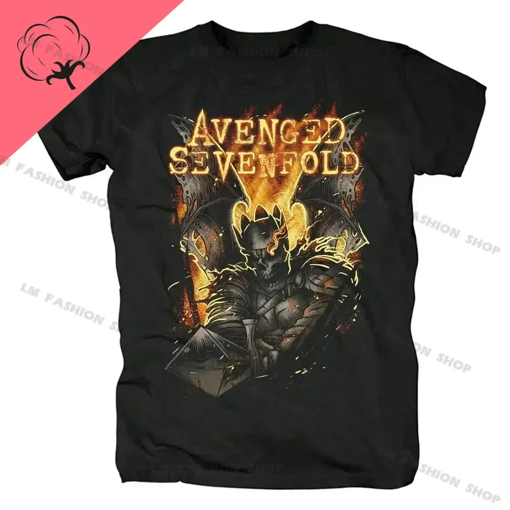 Avenged Sevenfold Metal Rock Graphic Print Short Sleeve 100%Cotton Tees Hip Hop Fashion Shirts Plus Size T Shirt for Men Tops