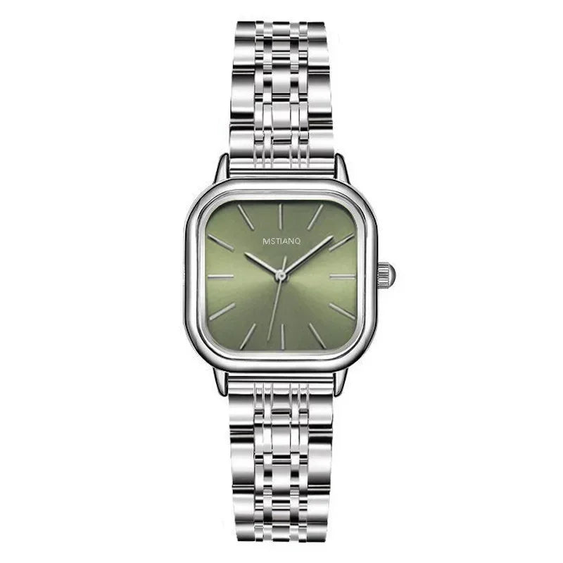 Stainless Steel Watch Women's Ins Style Simple Student Quartz Watch Casual Fashion Versatile Luxury Small Square Wristwatch