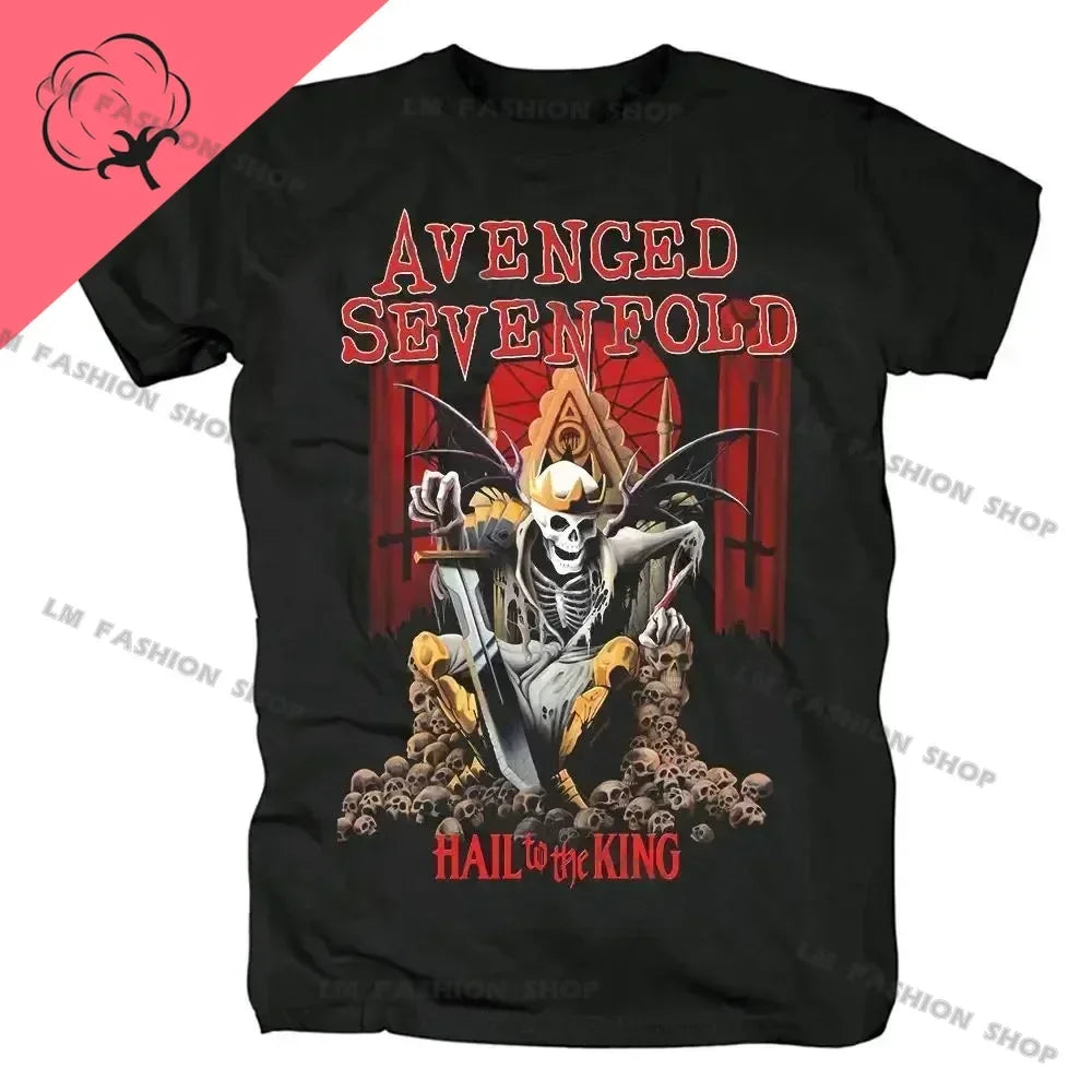 Avenged Sevenfold Metal Rock Graphic Print Short Sleeve 100%Cotton Tees Hip Hop Fashion Shirts Plus Size T Shirt for Men Tops